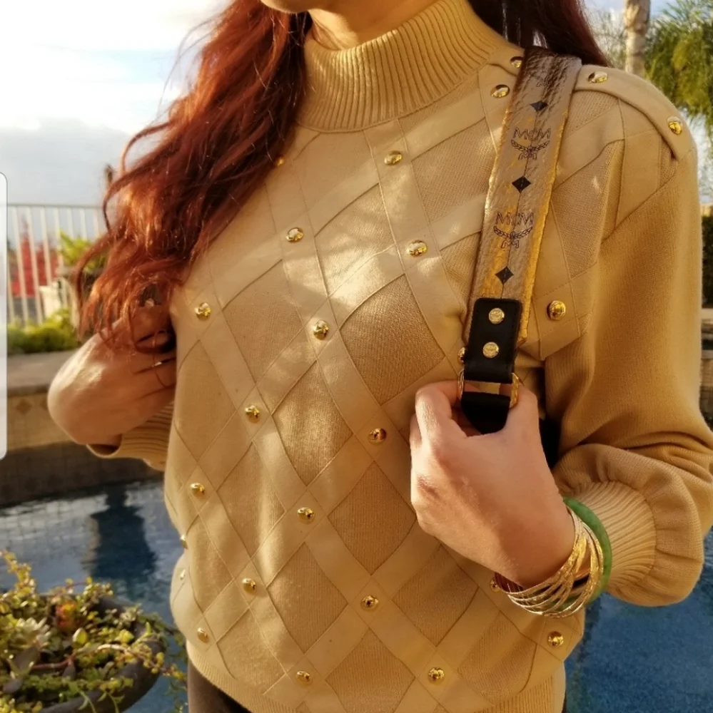 MCM Gold Coated Canvas Backpack - Picture 7 of 8